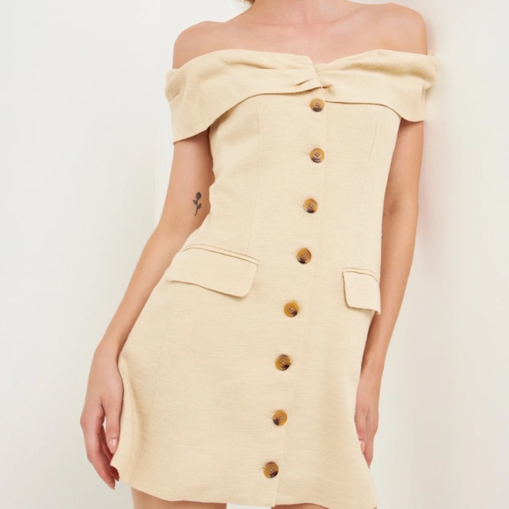 Off Shoulder Linen Dress
